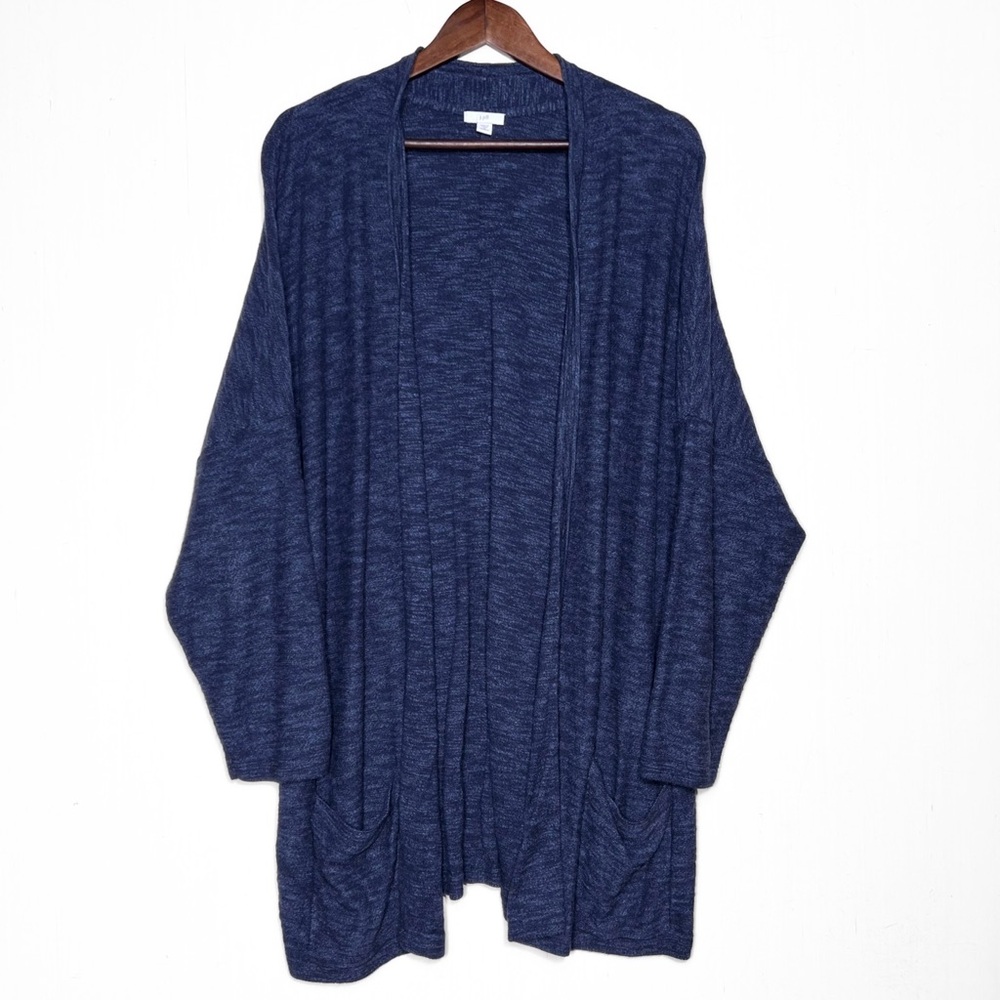 J. Jill Navy Open-Front Knit Cardigan
